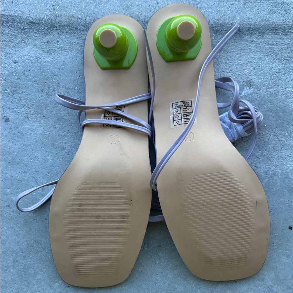Lace-Up Flat Sandals in Lavender - Picture 6 of 9
